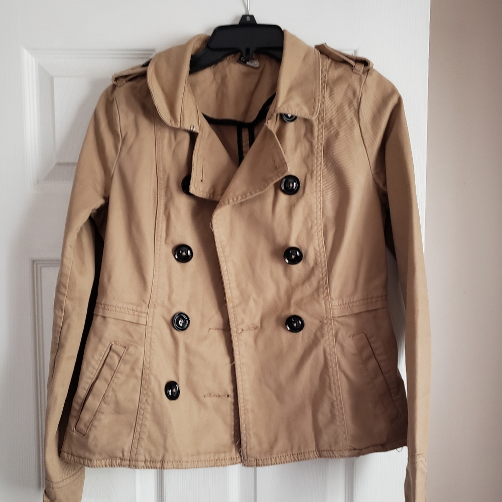 Divided H&M Khaki Lightweight Peacoat Jacket Sz 8